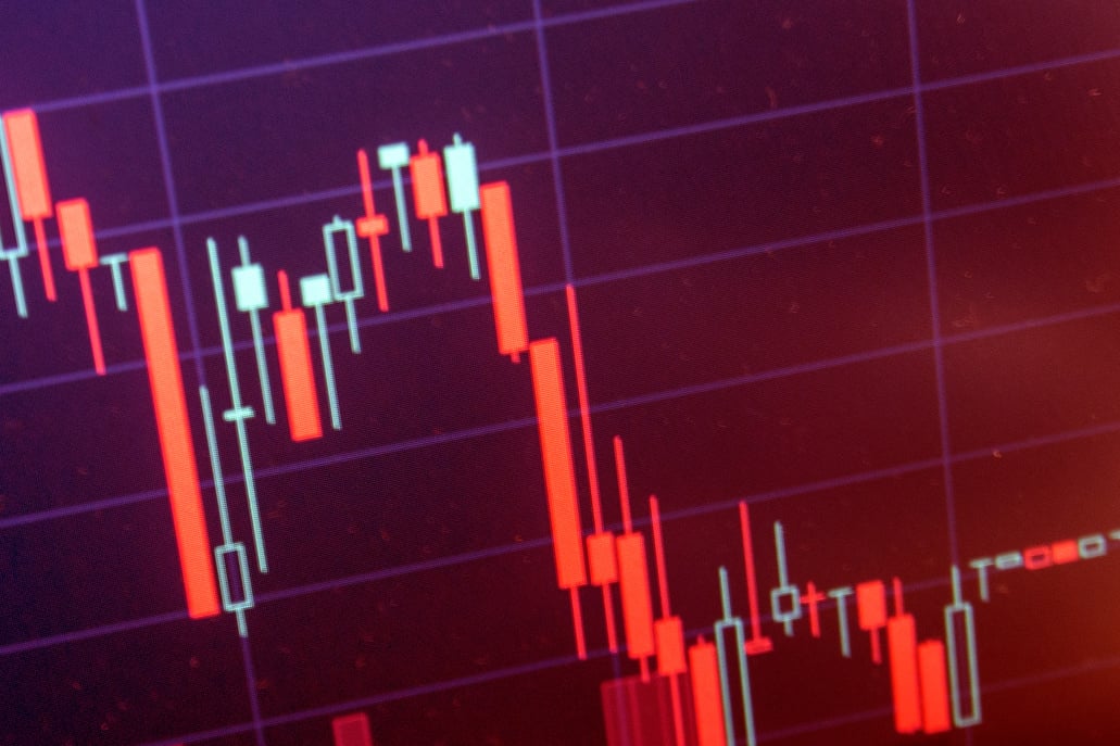 Global crisis stock chart falling down. economic  business global money bankruptcy. crisis stock crash red price chart fall. stock market crash